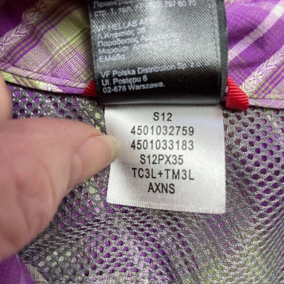 The North Face Boulder Penelope Shirt Top Womens L Purple Green Plaid Vented - Picture 8 of 14